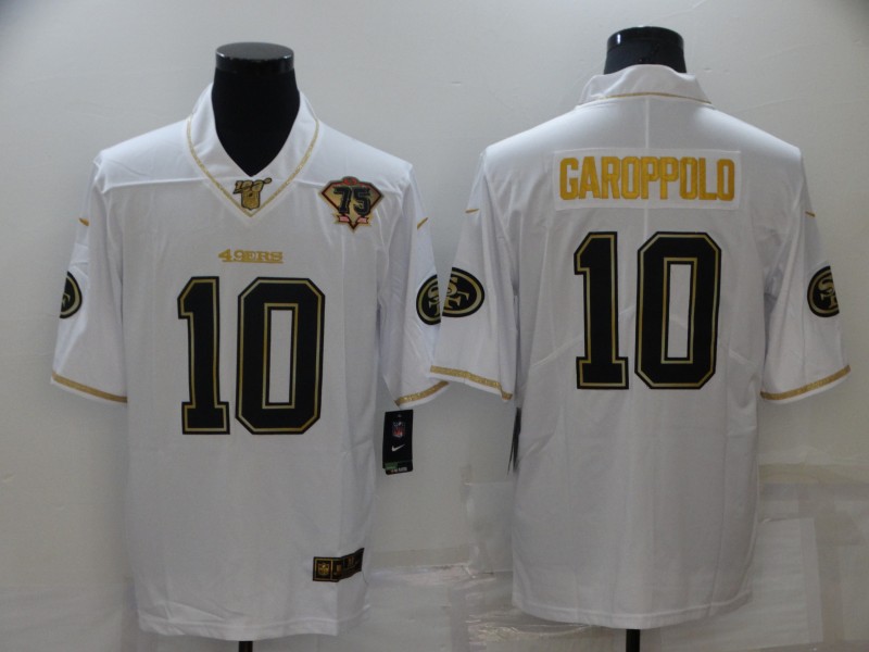 Men's San Francisco 49ers Jimmy Garoppolo #10 White 75th Anniversary Jersey